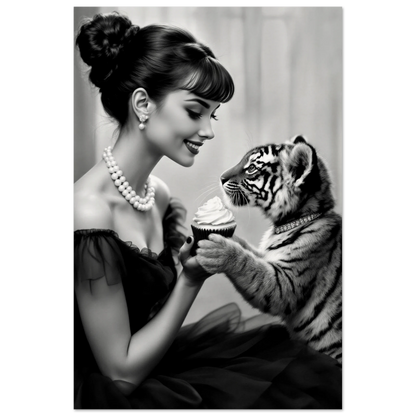 Audrey Hepburn Tiger Cub Art Print No Frame 60x90 cm 24x36″ Museum-Quality Matte Paper Poster