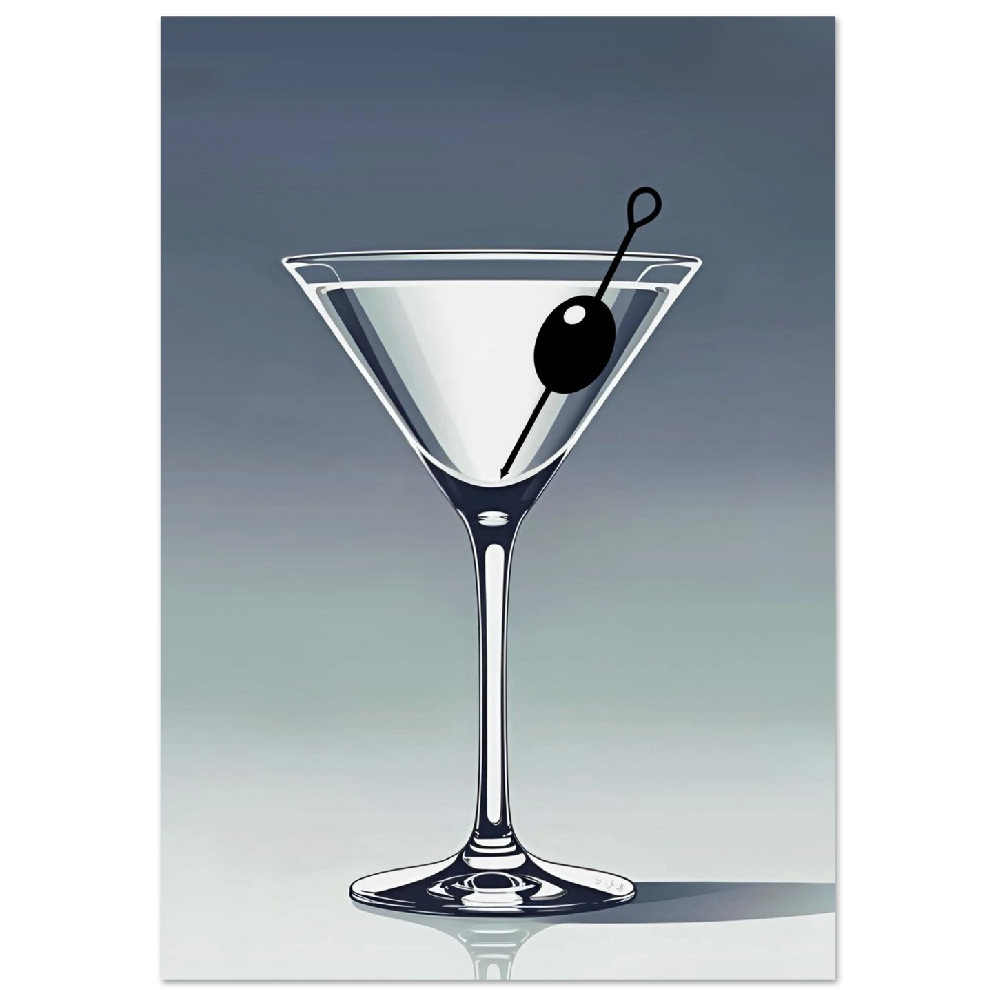 Retro Martini Cocktail Bar Art Print 70x100 cm 28x40″ Classic Matte Paper Poster No Frame