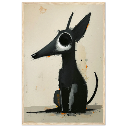 Big Eyed Abstract Dog Fine Art Print Light Wood Frame 40x60 cm 16x24″ Museum-Quality Matte Paper Wooden Framed Poster