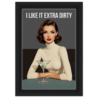 Extra Dirty Martini Cocktail Bar Art Print Black Wood Frame Framed Canvas 20x30 cm 8x12″