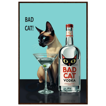 Siamese Cat Retro Martini Cocktail Bar Art Print No Frame 60x90 cm 24x36″ Gallery Wrapped Canvas