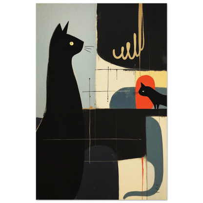 Abstract Cat & Kitten Modern Art Print