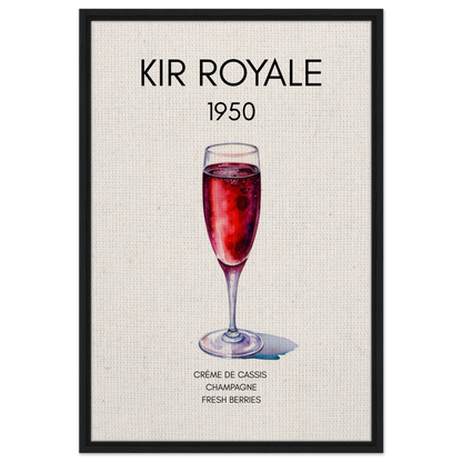 Kir Royale Champagne Cocktail Bar Art Print Black Wood Frame 60x90 cm 24x36″ Framed Canvas