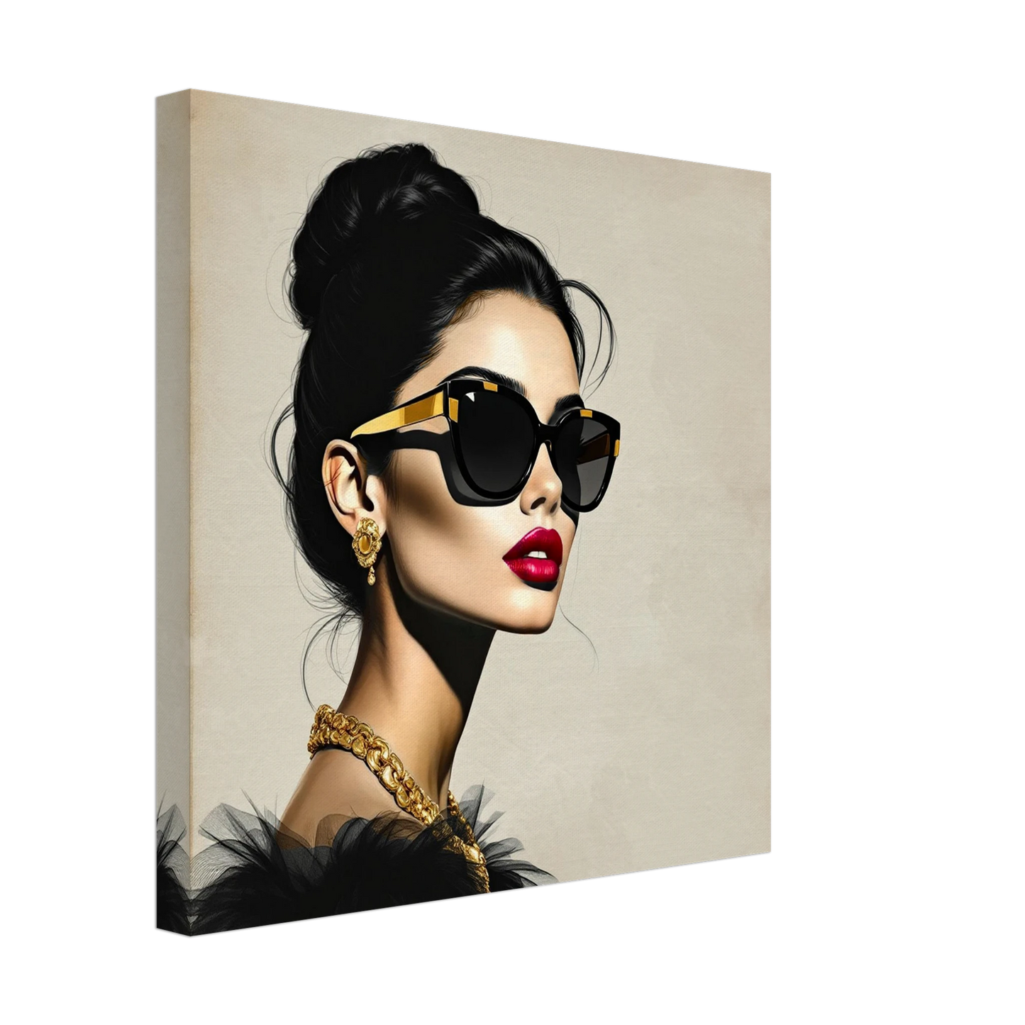 Golden Girl Chic Runway Model Art Print 40x40 cm 16x16″ Gallery Wrapped Canvas