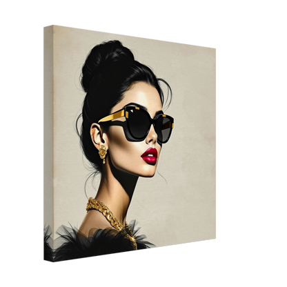 Golden Girl Chic Runway Model Art Print 40x40 cm 16x16″ Gallery Wrapped Canvas