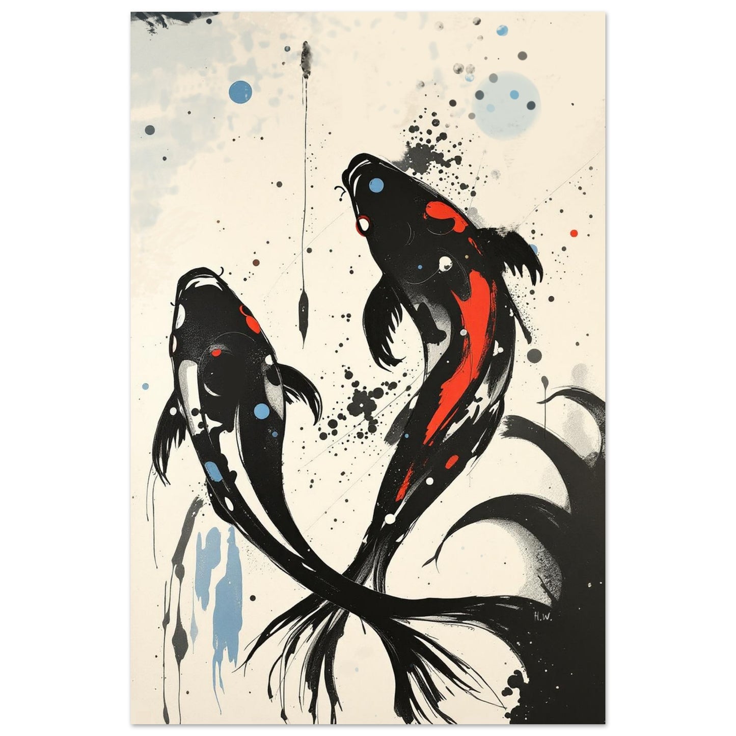 Modern Koi Fish Ocean Art Print 30x45 cm 12x18″ Premium Matte Paper Poster No Frame