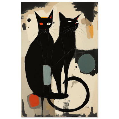 Abstract Crazy Cat Duo Art Print