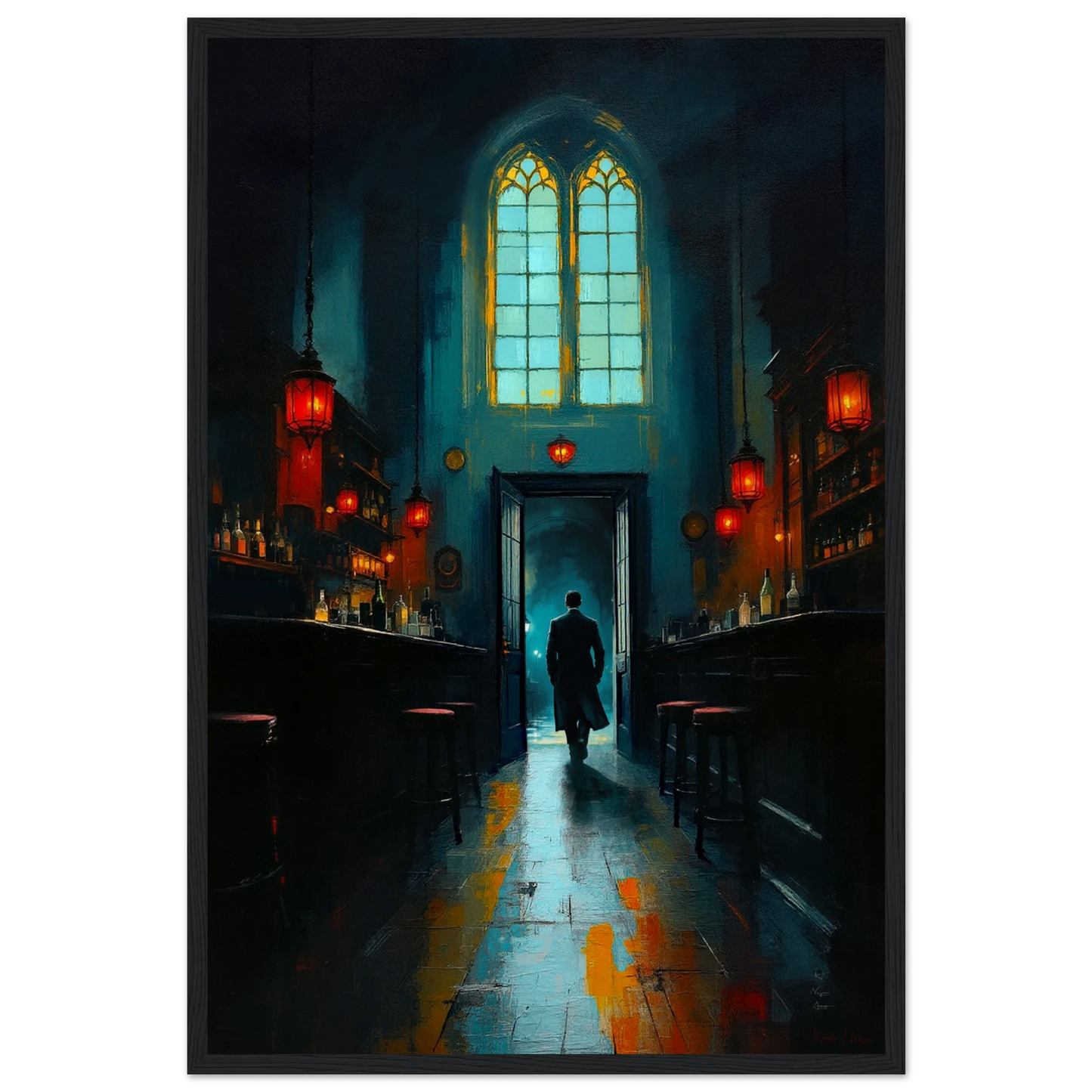 Speakeasy Bootleg Bar Prohibition Art Print Black Wood Frame 40x60 cm 16x24″ Museum-Quality Matte Framed Poster