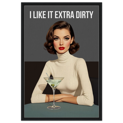 Extra Dirty Martini Cocktail Bar Art Print Black Wood Frame Framed Canvas 60x90 cm 24x36″
