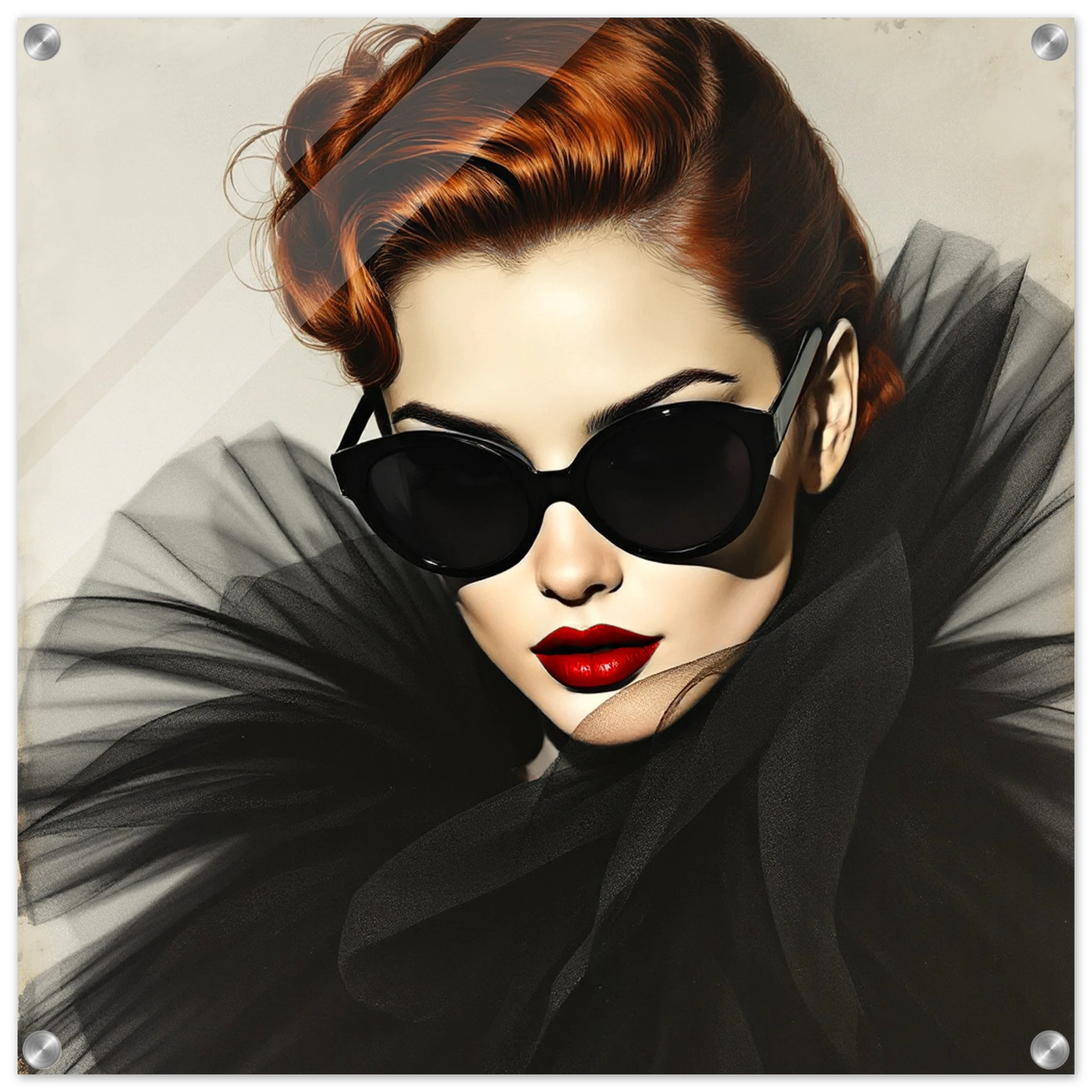 Femme Fatale Paris Runway Fashion Art Print 60x60 cm 24x24″ Sleek Acrylic Print