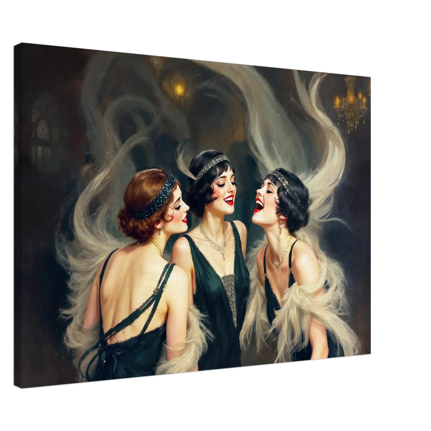 Flapper Girls Speakeasy Gatsby Art Print No Frame 70x100 cm 28x40″ Gallery Wrapped Canvas