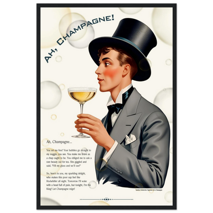 Art Deco Champagne Funny Poem Art Print 60x90 cm 24x36″ Canvas -