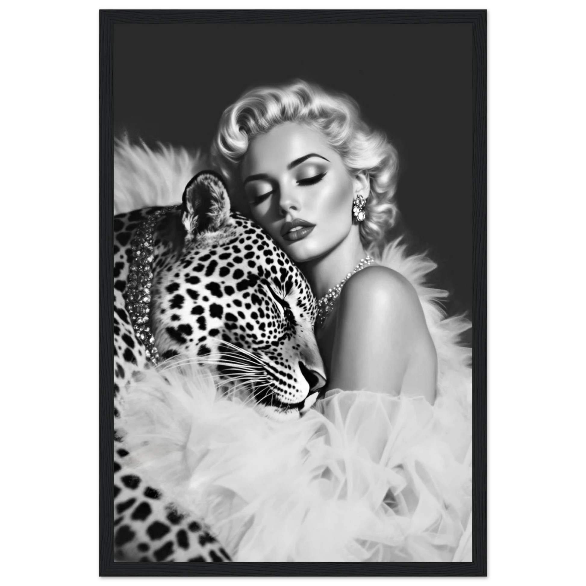 Marilyn Monroe Glam Leopard Art Print Black Wood Frame 30x45 cm 12x18″ Classic Matte Paper Wooden Framed Poster