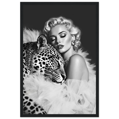 Marilyn Monroe Glam Leopard Art Print Black Wood Frame 30x45 cm 12x18″ Classic Matte Paper Wooden Framed Poster