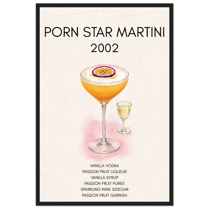 Porn Star Martini Bar Art Cocktail Print Black Wood Frame 40x60 cm 16x24″ Premium Matte Paper Wooden Framed Poster