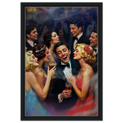 1920s Great Gatsby Speakeasy Party Art Print Black Wood Frame 40x60 cm 16x24″ Framed Canvas