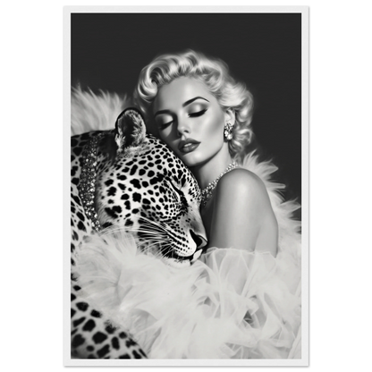 Marilyn Monroe Glam Leopard Art Print White Wood Frame 40x60 cm 16x24″ Museum-Quality Matte Paper Wooden Framed Poster