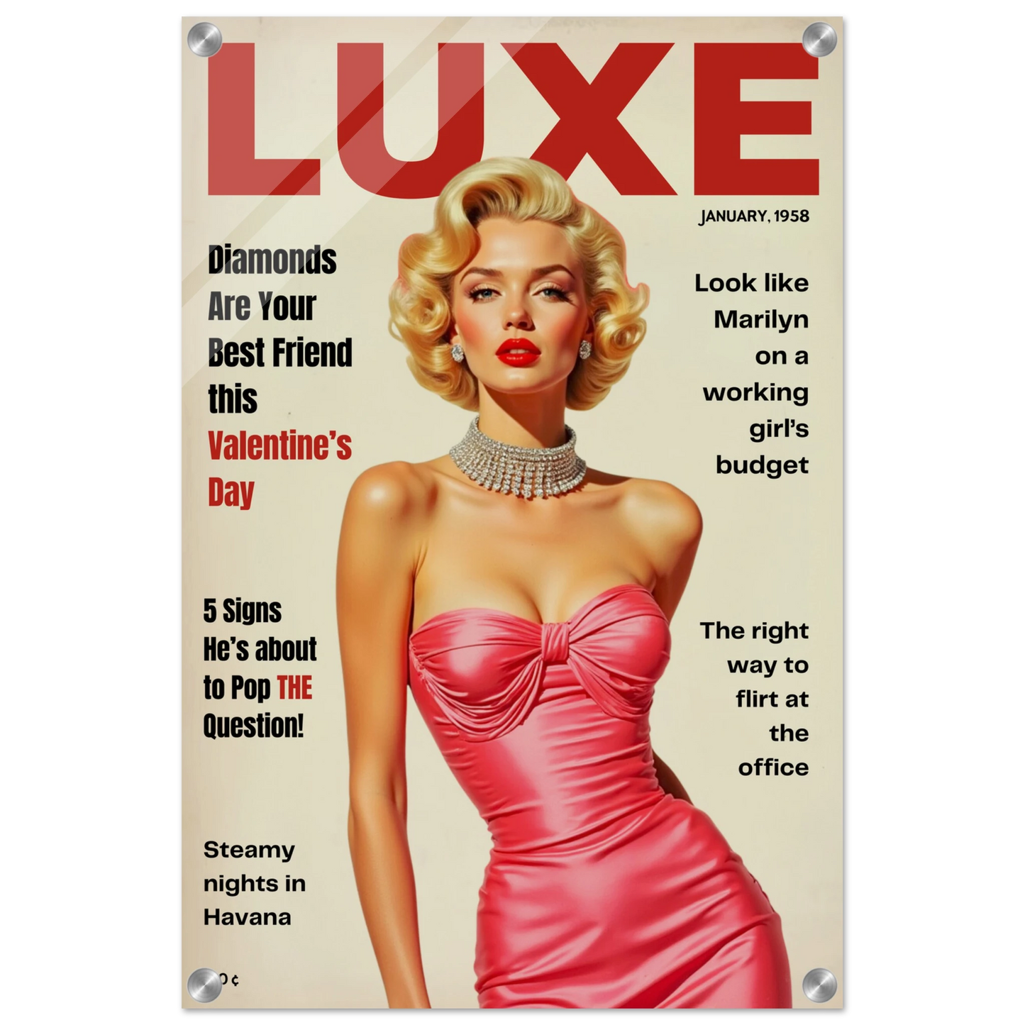 Marilyn Monroe Hollywood Glam Art Print 40x60 cm 16x24″ Sleek Acrylic Print No Frame