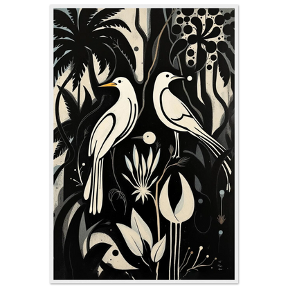 Black & White Minimalist Bird Art Print