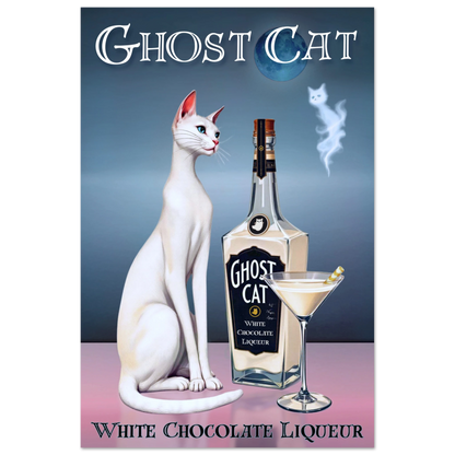 White Cat Chocolate Martini Cocktail Bar Art Print 40x60 cm 16x24″ Classic Matte Paper Poster No Frame