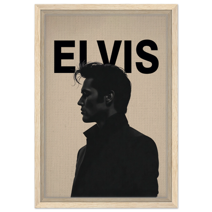 Young Elvis Presley Silhouette Art Print Light Wood Frame 30x45 cm 12x18″ Framed Canvas