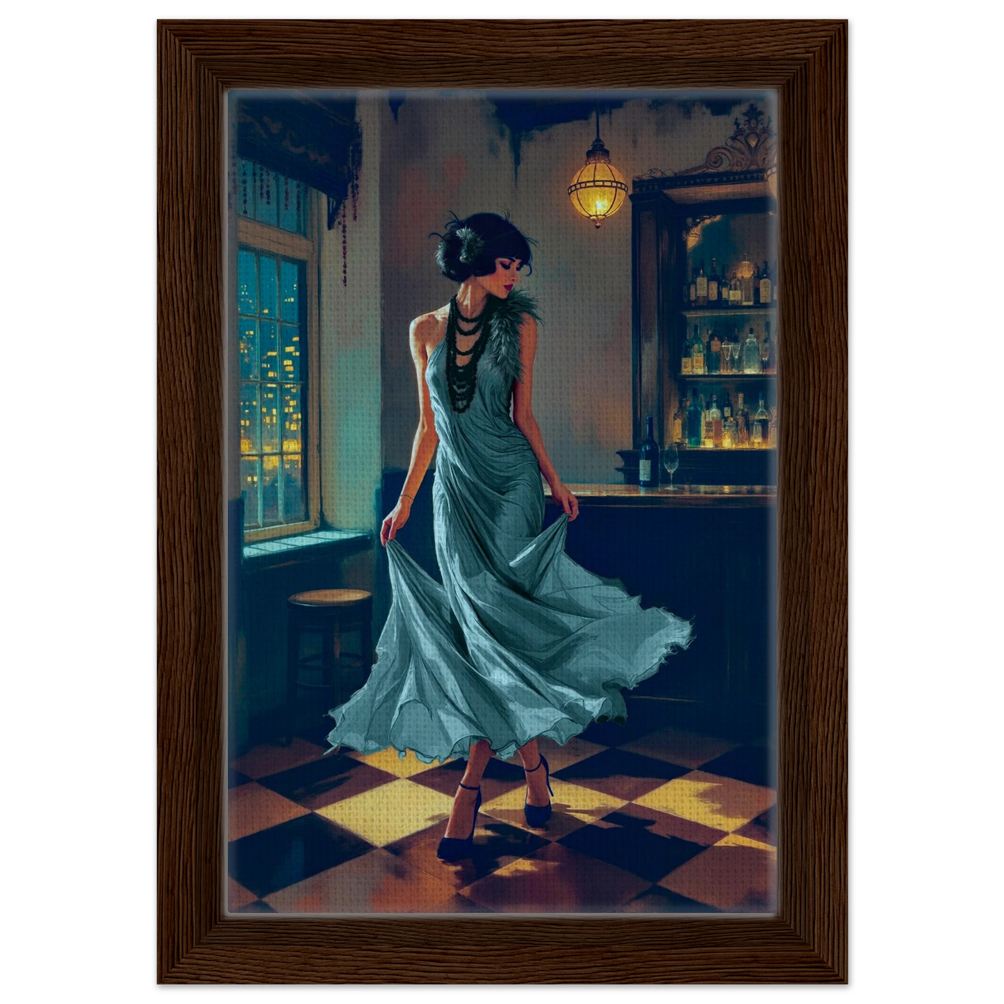 1920s Flapper Speakeasy Art Print 60x90 cm 24x36″ Gallery Wrapped Canvas No Frame