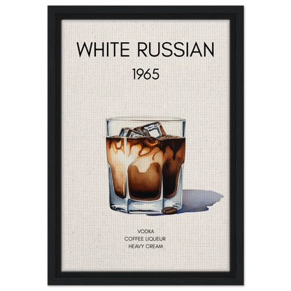 White Russian Cocktail Bar Art Print Black Wood Frame 30x45 cm 12x18″ Framed Canvas