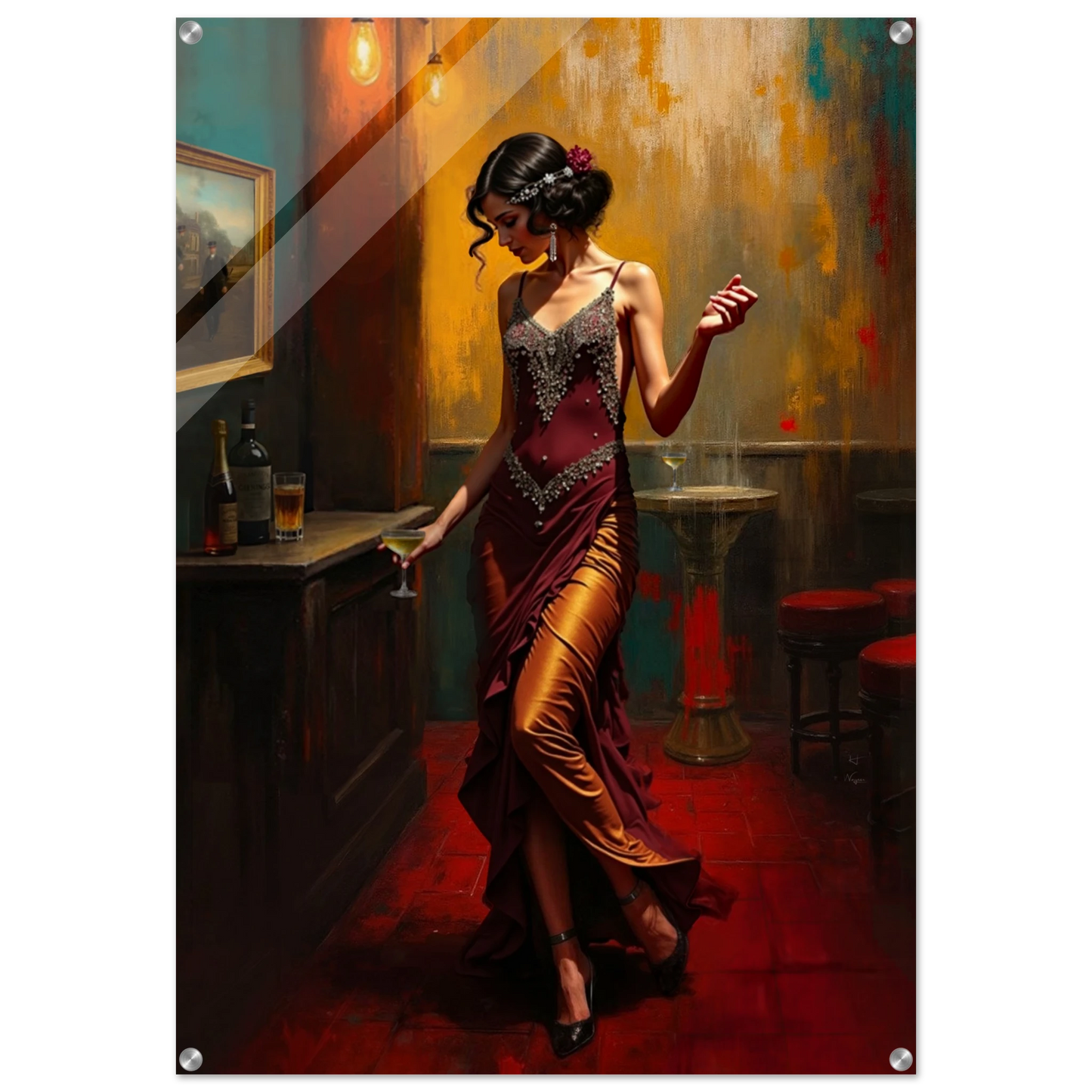 Speakeasy Flapper Art Prohibition Poster Print No Frame 70x100 cm 28x40″ Sleek Acrylic Print