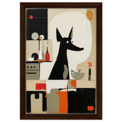 Modern Quirky Dog Lover Art Print Dark Brown Wood Frame 30x45 cm 12x18″ Framed Canvas