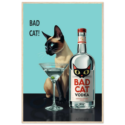 Siamese Cat Retro Martini Cocktail Bar Art Print No Frame 60x90 cm 24x36″ Gallery Wrapped Canvas