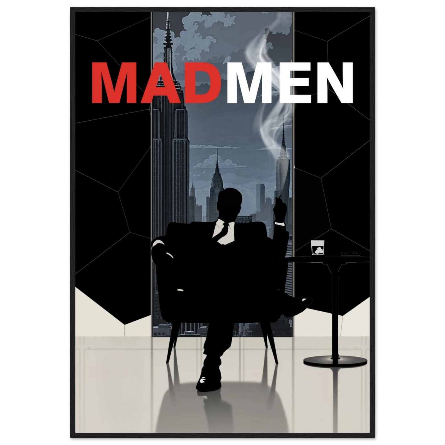 Mad Men Don Draper Retro Art Print Black Wood Frame 70x100 cm 28x40″ Premium Matte Framed Poster