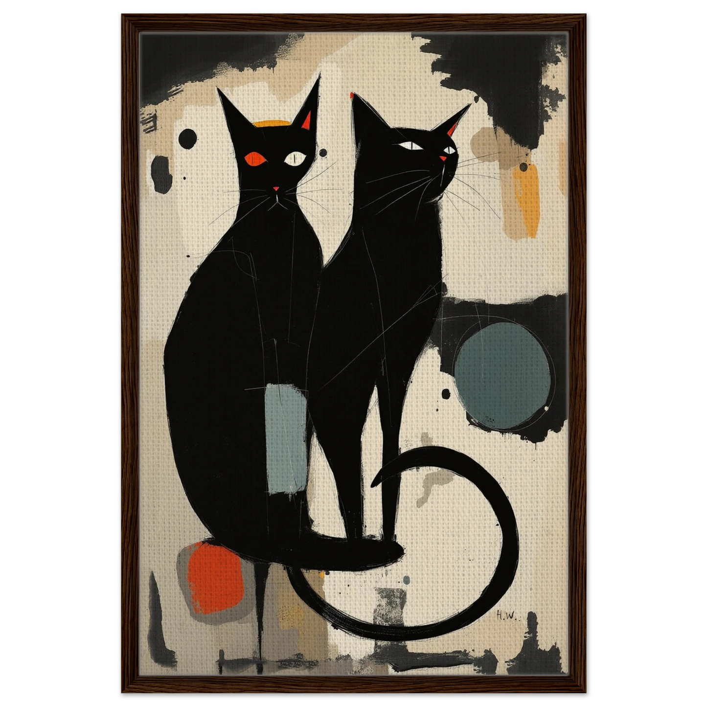 Abstract Crazy Cat Duo Art Print