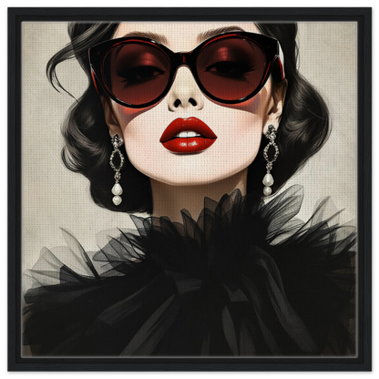 Paris Glam 80s Fashion Model Art Print 60x60 cm 24x24″ Framed Canvas
