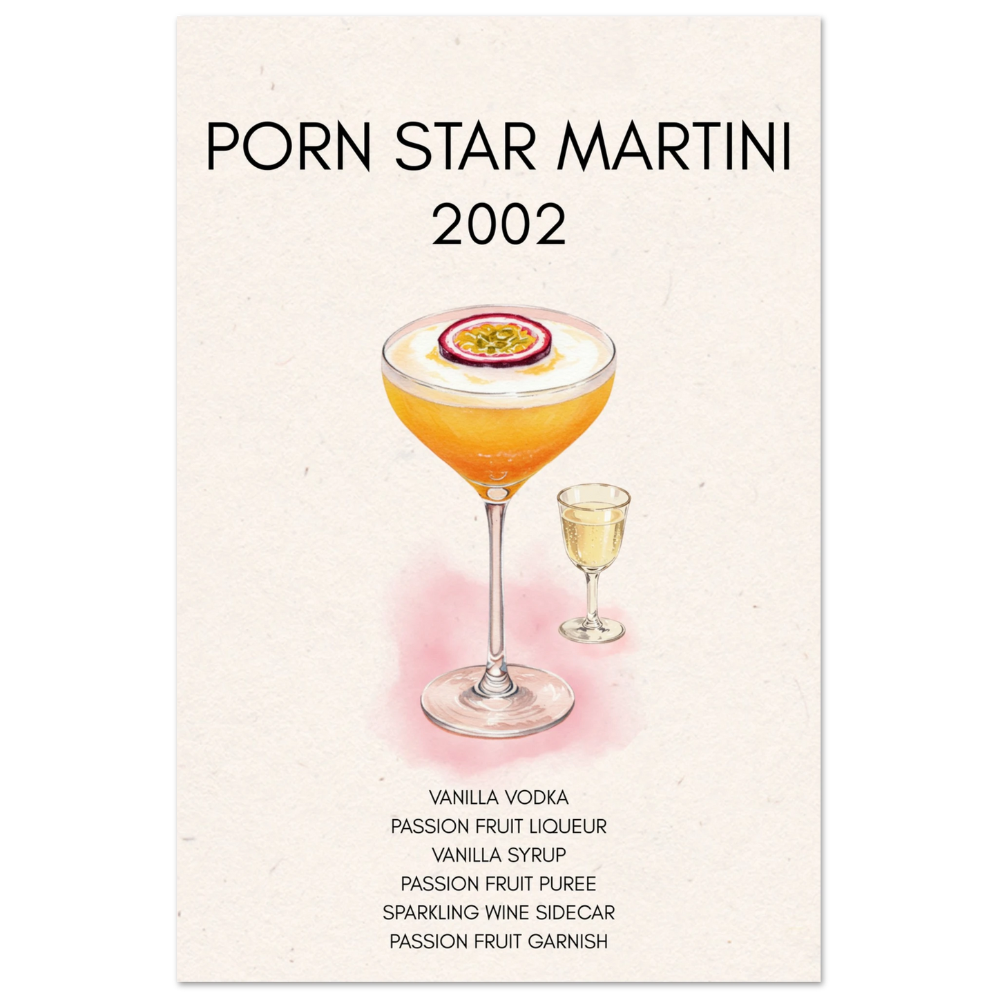 Porn Star Martini Cocktail Bar Poster Print No Frame 60x90 cm 24x36″ Classic Matte Paper Poster