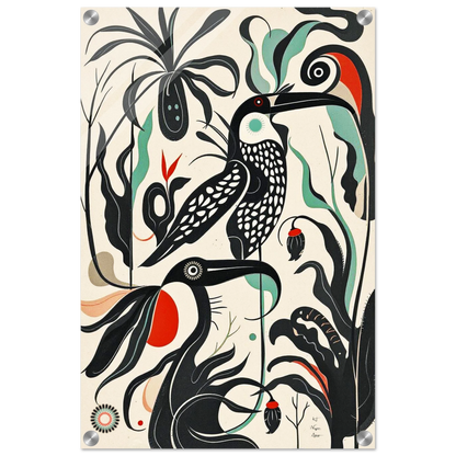 Mid-Century Modern Tropical Bird Art Print No Frame 40x60 cm 16x24″ Sleek Acrylic Print