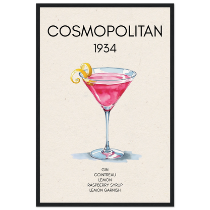 Cosmopolitan Cocktail Bar Art Print Black Wood Frame 40x60 cm 16x24″ Museum-Quality Matte Paper Wooden Framed Poster