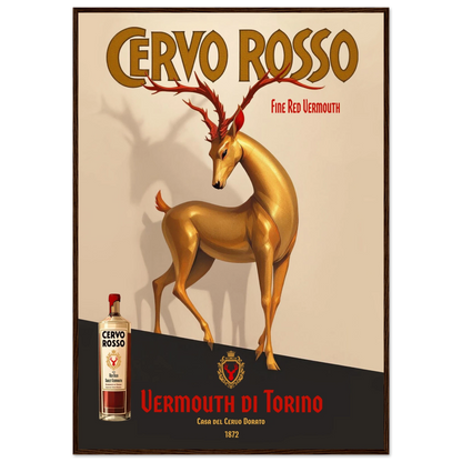 Art Deco Golden Deer Cocktail Bar Poster Print 70x100 cm 28x40″ Premium Matte Paper Wooden Framed Poster Dark Brown Wood Frame