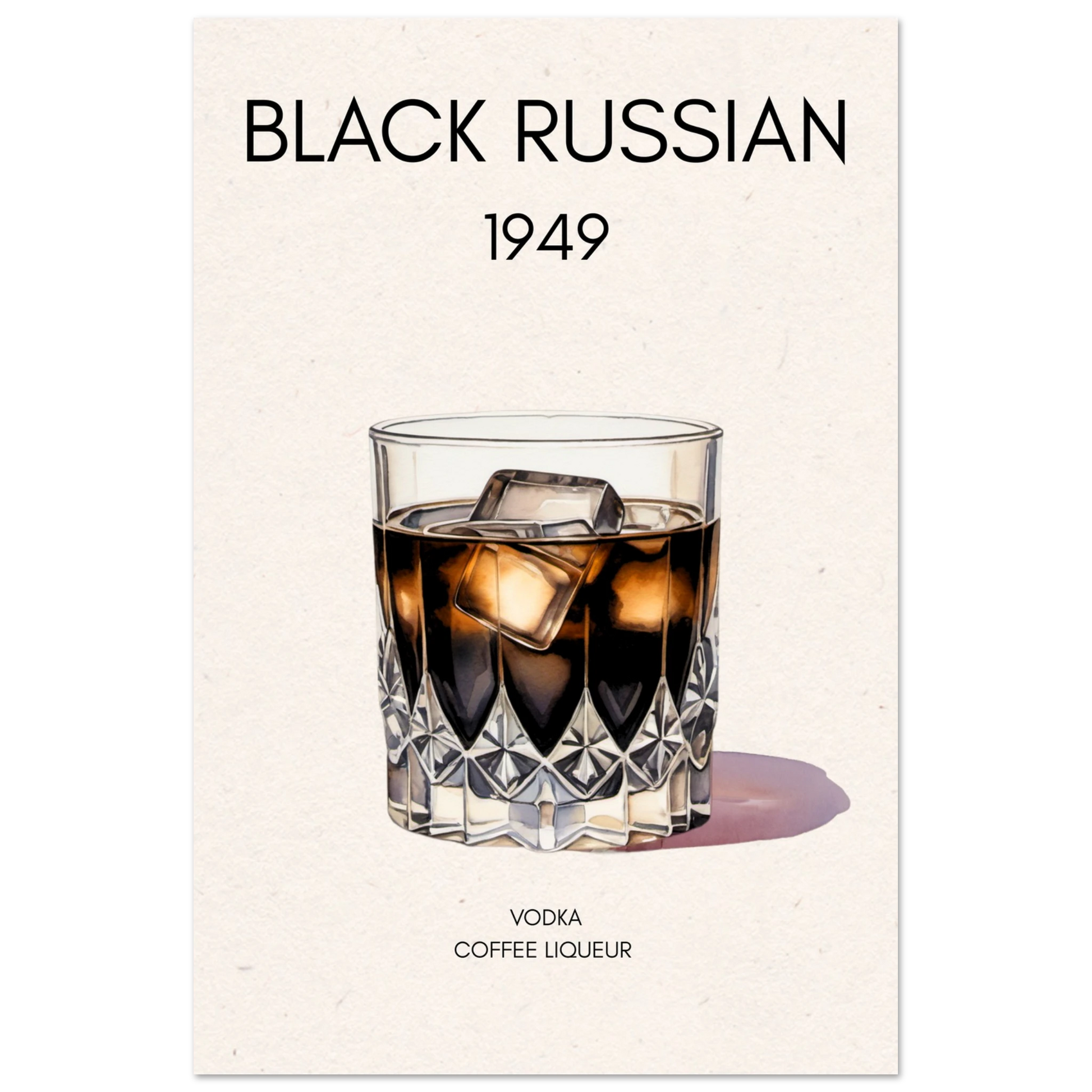 Black Russian Cocktail Bar Art Print No Frame 30x45 cm 12x18″ Premium Matte Paper Poster