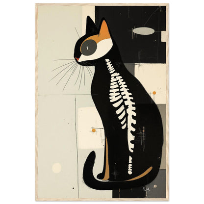 Modern Cat Skeleton Abstract Art Poster Print