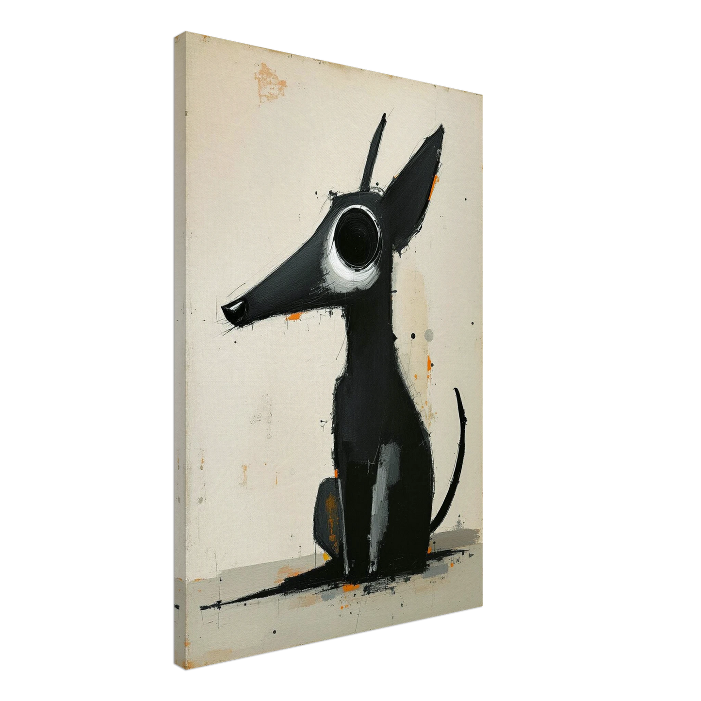 Big Eyed Abstract Dog Fine Art Print Black Wood Frame 40x60 cm 16x24″ Premium Matte Paper Wooden Framed Poster