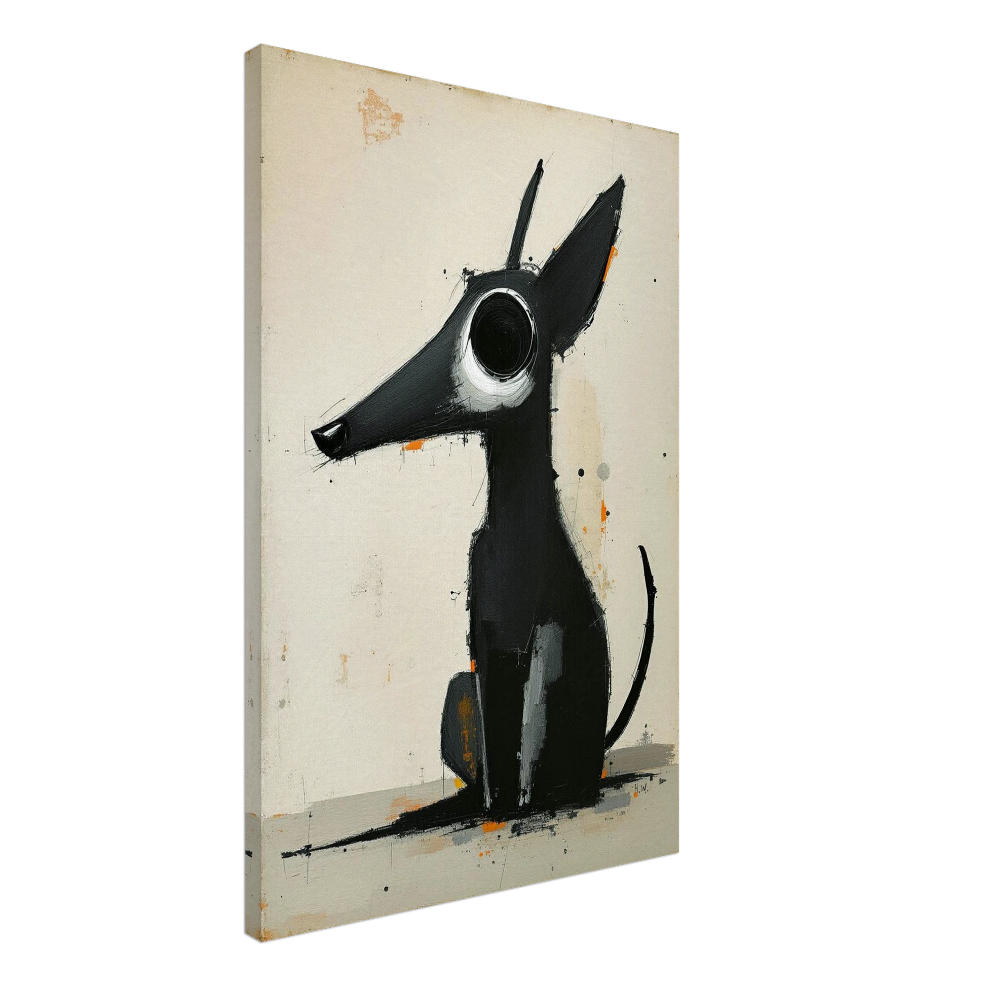 Big Eyed Abstract Dog Fine Art Print Black Wood Frame 40x60 cm 16x24″ Premium Matte Paper Wooden Framed Poster
