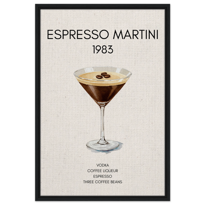 Espresso Martini Cocktail Bar Poster Print Black Wood Frame 60x90 cm 24x36″ Framed Canvas