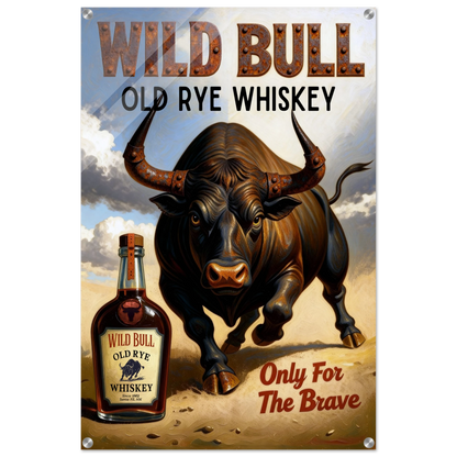 Wild Bull Old West Rye Whiskey Poster Print 60x90 cm 24x36″ Sleek Acrylic Print No Frame