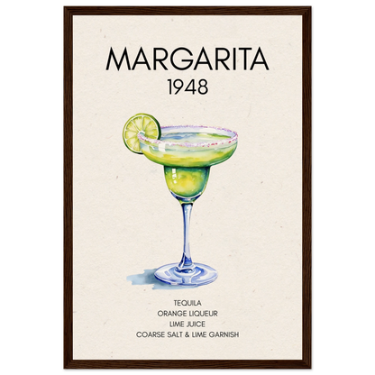 Margarita Cocktail Bar Art Print Dark Brown Wood Frame 30x45 cm 12x18″ Museum-Quality Matte Paper Wooden Framed Poster