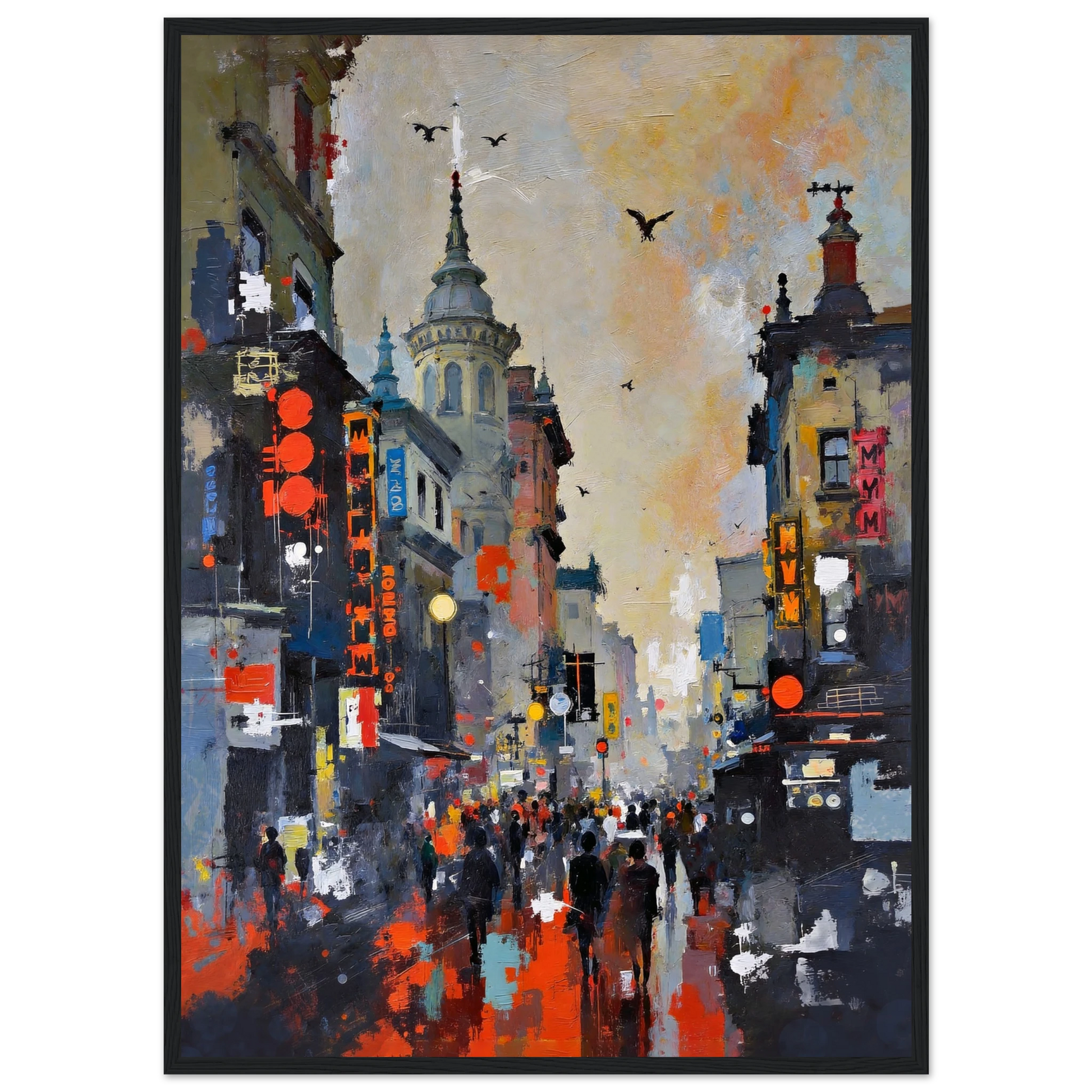 Gothic City Street Art Print - European Cityscape