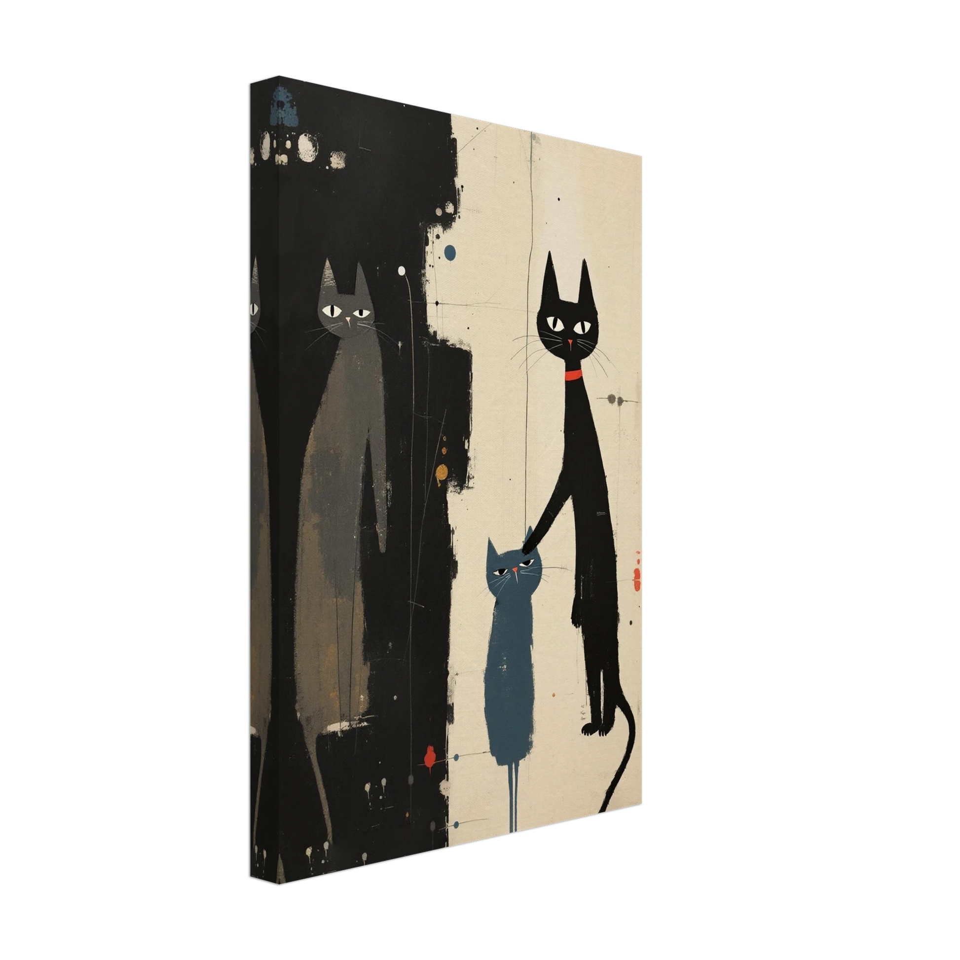 Abstract Cat Family Art Poster Print Dark Brown Wood Frame 40x60 cm 16x24″ Museum-Quality Matte Paper Wooden Framed Poster