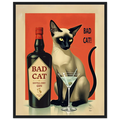 Siamese Cat Gin Martini Cocktail Art Print 27x35 cm 11x14″ Gallery Wrapped Canvas No Frame