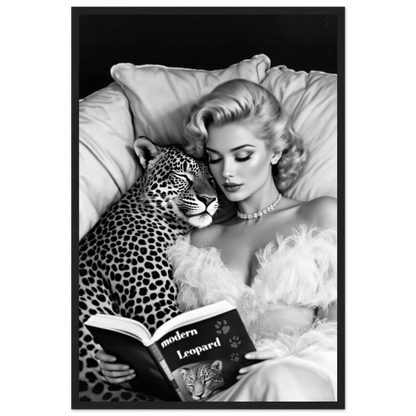 Hollywood Starlet Leopard Cat Art Print 40x60 cm 16x24″ Premium Matte Paper Wooden Framed Poster Black Wood Frame