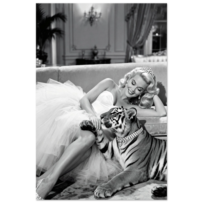 Vintage Hollywood Starlet Tiger Art Print 30x45 cm 12x18″ Premium Matte Poster