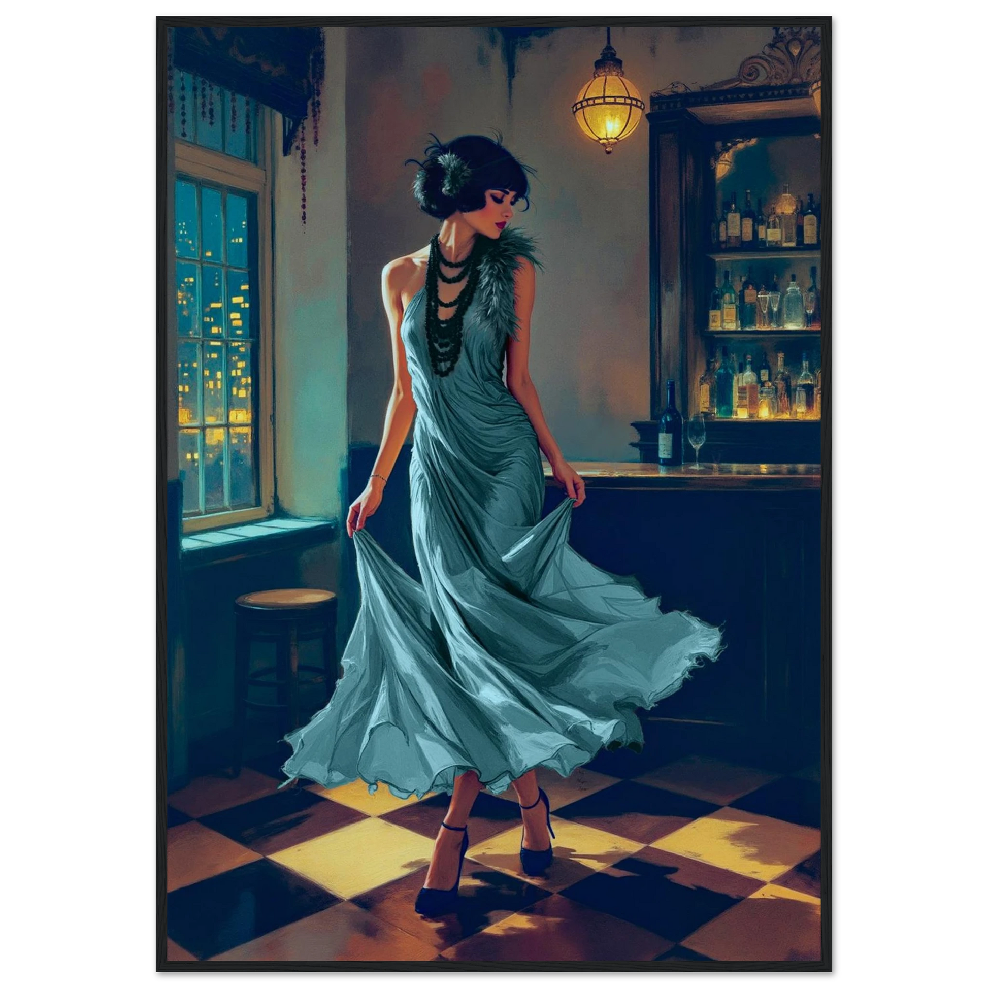 1920s Flapper Speakeasy Art Print 60x90 cm 24x36″ Gallery Wrapped Canvas No Frame